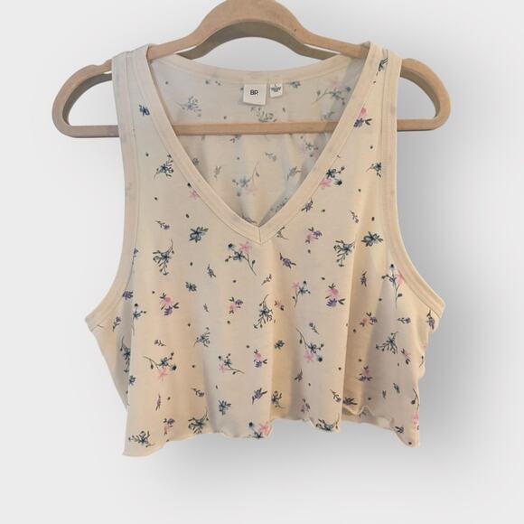 BP Floral Cream Crop Top, Large - Picture 2 of 6
